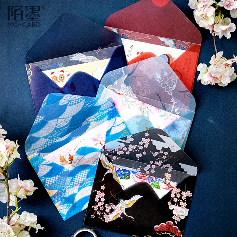 Mo. Card fashion Japan style серия канцелярские бумажные конверты 1 лот = 3 шт+ 3 шт наклейки