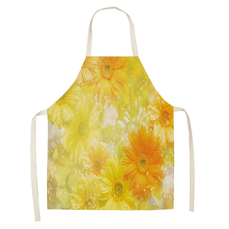 New Cotton and Linen Creative Simple Home Floral Apron Anti-dirty Oil Apron Kitchen Supplies