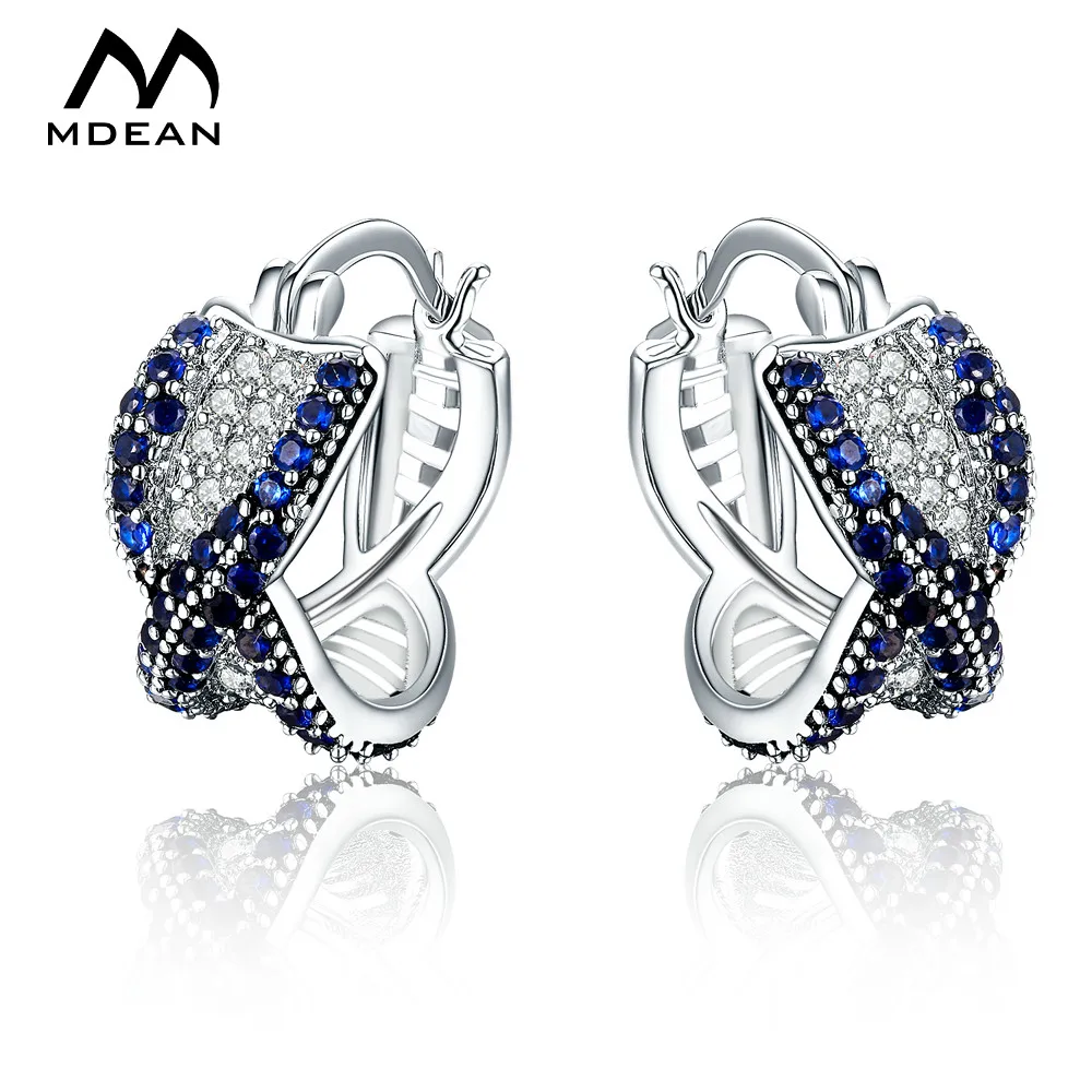 

MDEAN Stud Earrings for Women White Gold Color Jewelry Black AAA Zircon Boucle D'oreille Wedding Brincos MSE071