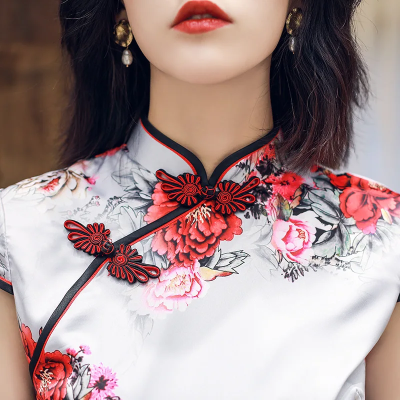 2019 женское платье Весна Srinting Cheongsam длинный параграф свежая девушка платье ретро ежедневное улучшение платье чонсам