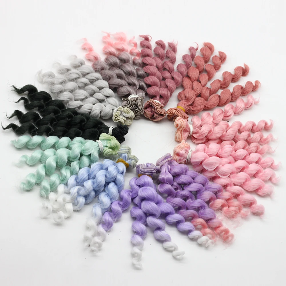 

15cm*100CM BJD wigs Black Gold Brown Silver Color Short curly Hair for 1/3 1/4 1/6 dolls DIY Dolls toys