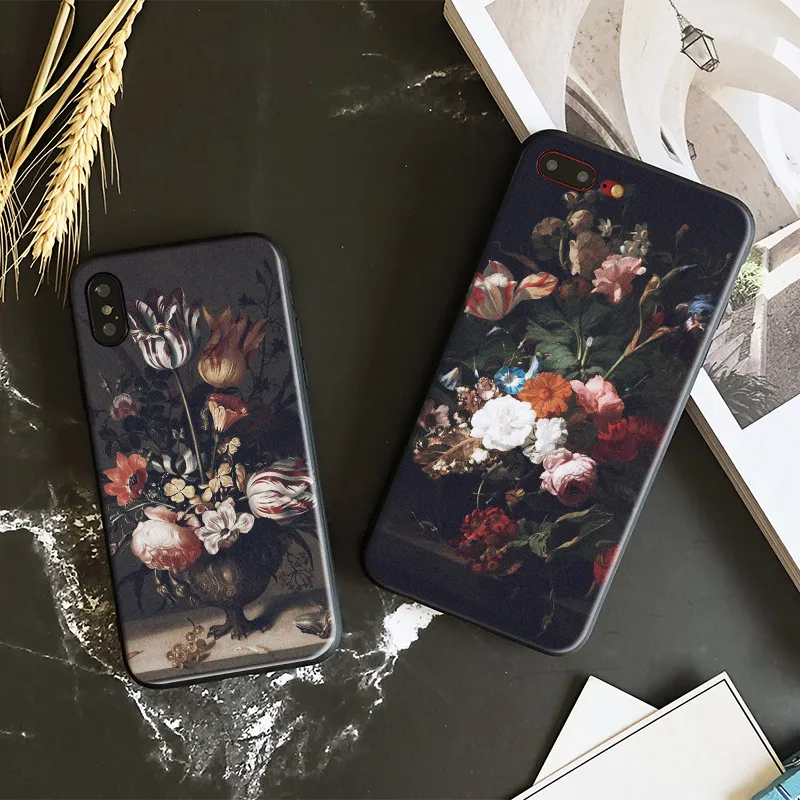 

Vintage Flowers beautiful Paintings Tpu Soft Silicone Phone Case Cover Shell For Apple iPhone 5 5s Se 6 6s 7 8 Plus X XR XS MAX