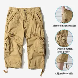 Laamei 2019 PantsMulti карманы тактические брюки военных грузов короткие штаны Летние Для мужчин брюки-карго 3/4 Длина Повседневное легинсы для