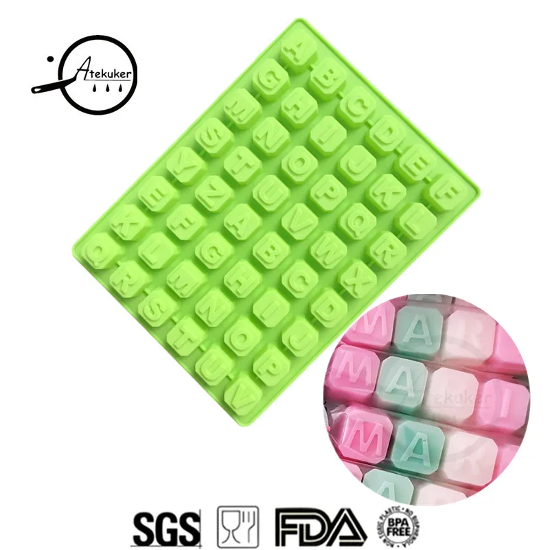 

Atekuker Alphabet Silicone Mold For Chocolate DIY Ice Cube Tray Soap Molds Letter Silicone Form For Sweets Candy Cake Decoration