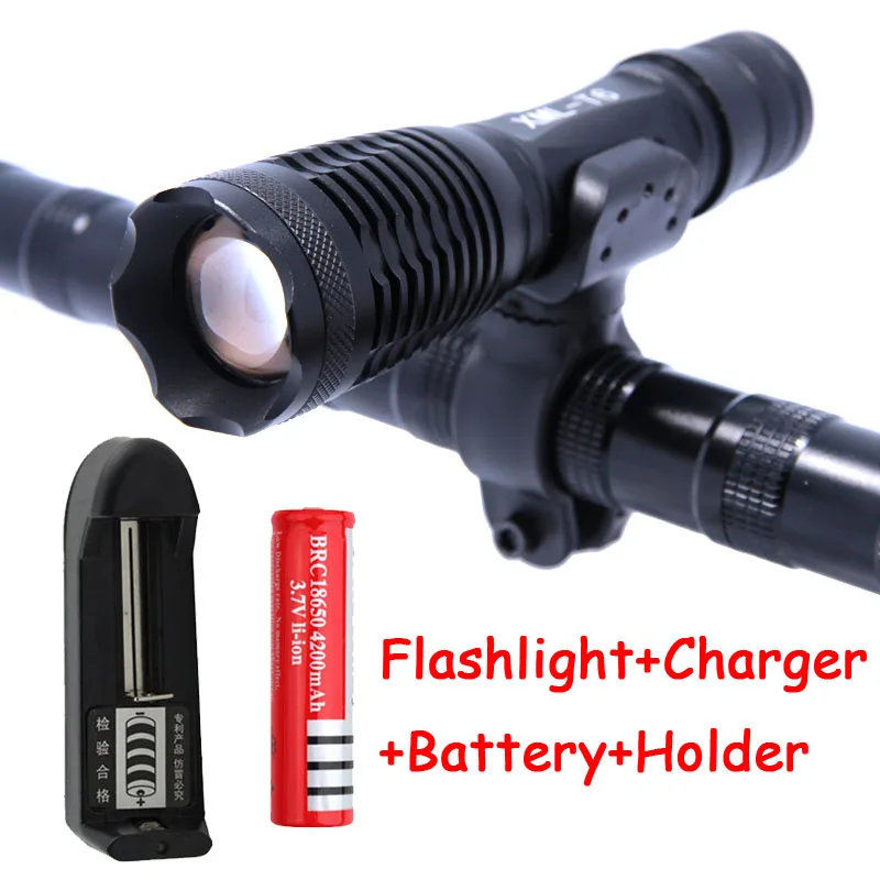 

Cycling Bike Bicycle Light Lamp XM-L T6 3000LM tactical led Recharge Zoom AAA Flashlight Torch+18650 battery+charger+holder