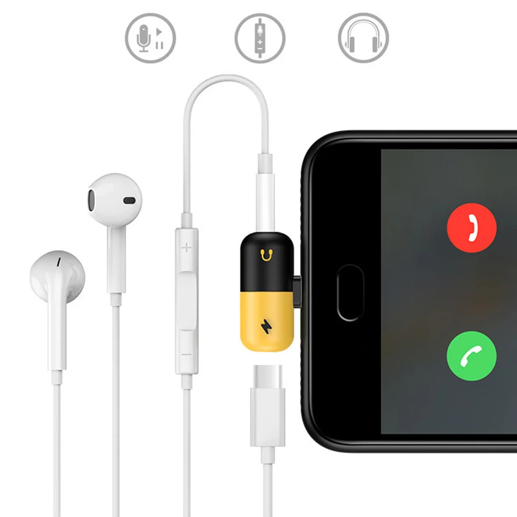 Type-C to 3.5 mm Earphone Jack Adapter 2 in 1 USB C Audio Cable Converter Charging Splitter Headphone Adapter