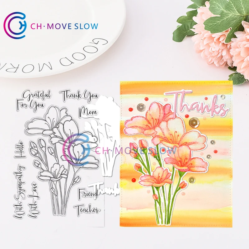 

CH SENTIMENT FLORALS Metal Cutting Dies and stamps DIY Scrapbooking Card Stencil Paper Cards Crafts