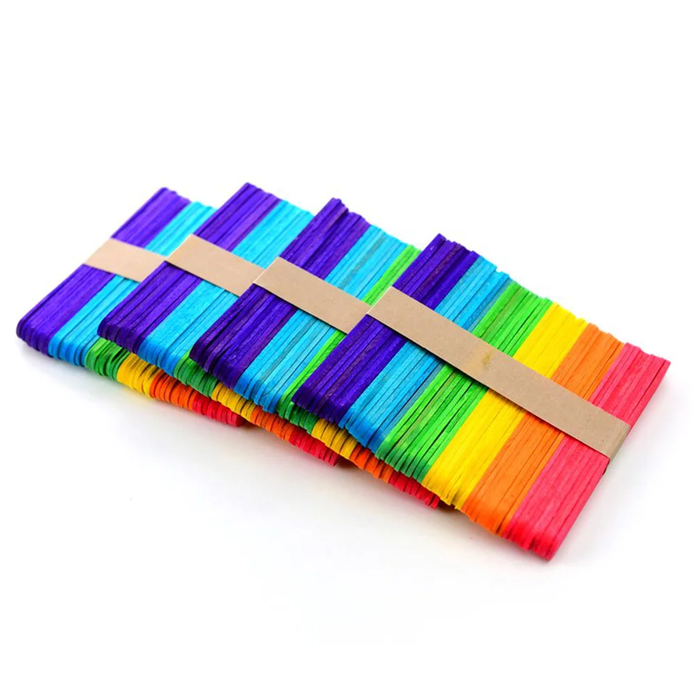200 шт цветные деревянные палочки для эскимо для поделок своими руками Детские ручные поделки Сделай сам смешная Подарочная игрушка ручной работы
