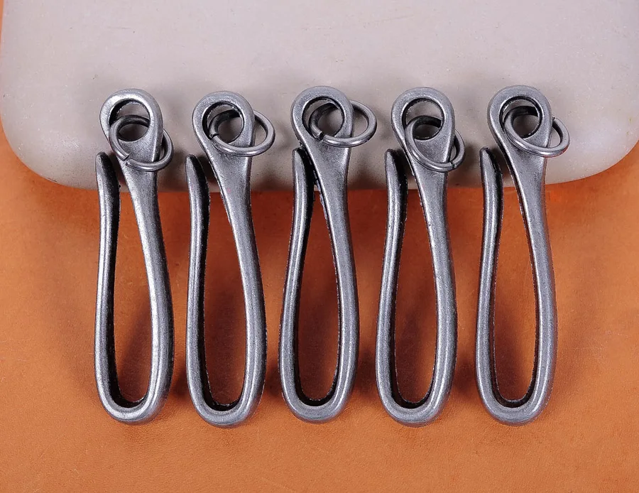

5pc 68*16mm Retro Silver KeyChain Key Ring Belt U Hook Wallet Chain Fish Hook