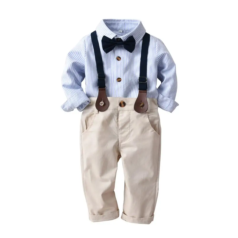 Комплект одежды для маленьких мальчиков, весенне-осенняя одежда для детей деловой костюм для мальчиков на свадьбу детская одежда джентльмена из 3 предметов для детей 1, 2, 3, 4 лет - Цвет: Синий