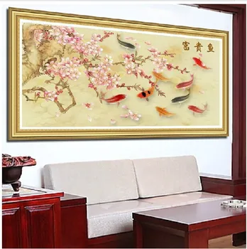 

Embroidery Package Top Quality Cross Stitch Kits Plum Blossom Flower and Fish Hot Sell