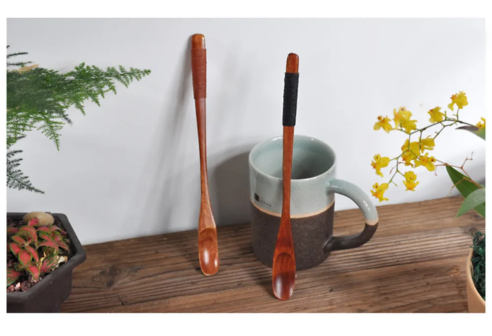 Деревянная Ложка Вилка бамбуковая кухня, кухонная утварь инструменты суп-Чайная ложка посуда приправа деревянная Ложка Мини A30314