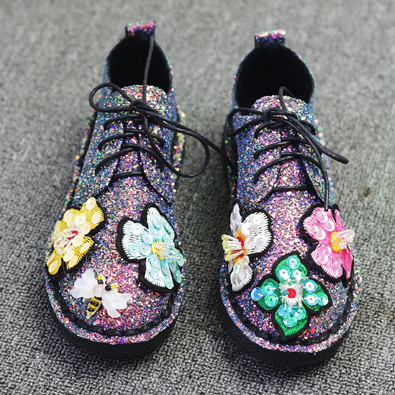 Thai Fashion Handmade Flats Embroidery Cloth Shoes Sequins Casual Flats