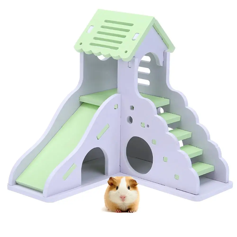 

Colorful Mini Wooden Slide DIY Assemble Hamster House Small Animals Pet Toys