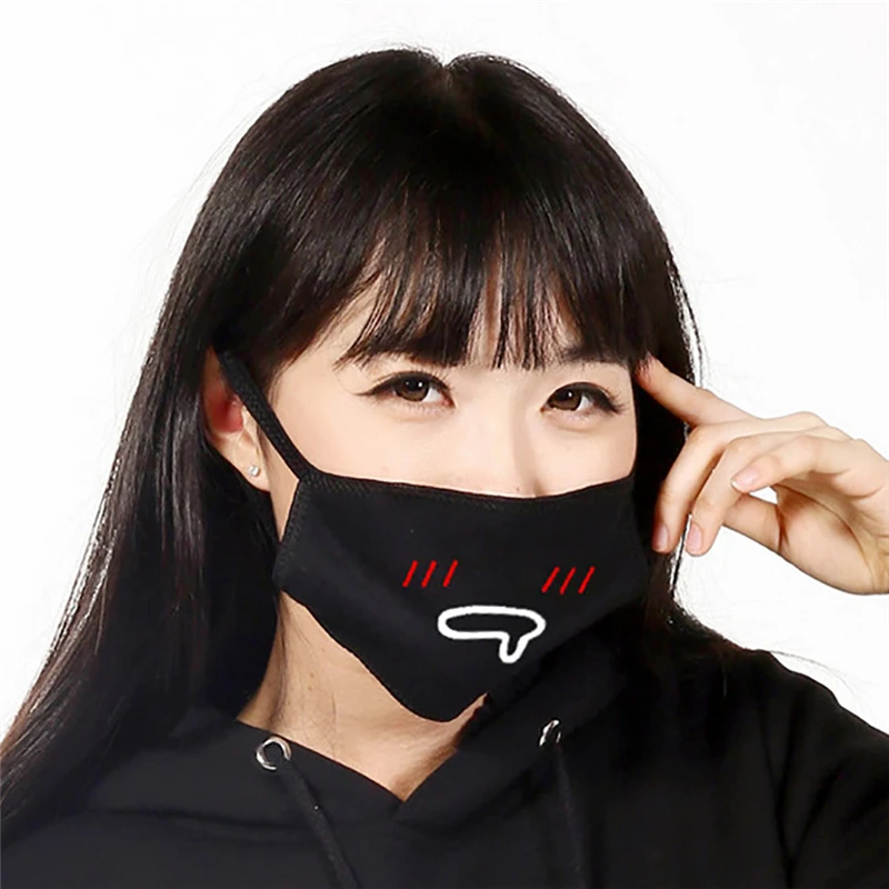 Унисекс черная маска для мальчиков и девочек милые зимние рот маска для лица выражение хлопковая маска для лица Z4