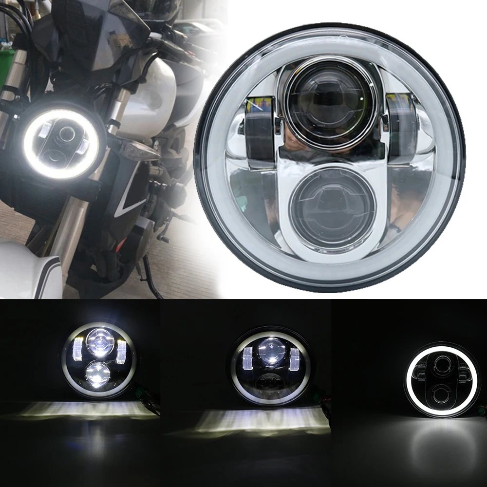 5.75" LED Headlight Amber Angle Eye Bulb For Harley Dyna Street Bob Low Rider 