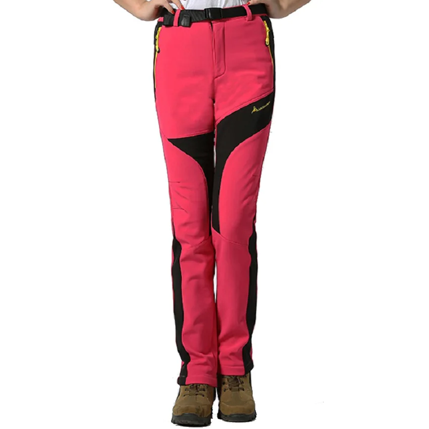 Женские зимние походные брюки, уличные спортивные теплые флисовые штаны, брендовая одежда для женщин, для альпинизма, кемпинга, походов, лыжных брюк VB007 - Цвет: Rose