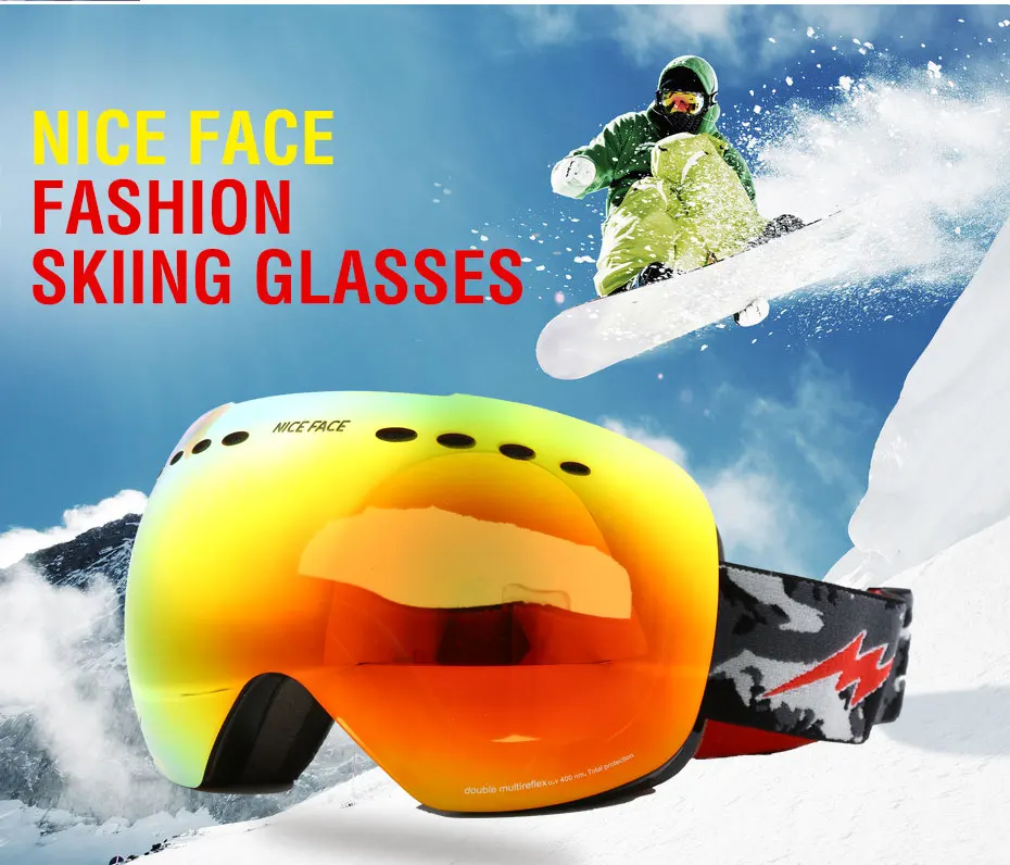 Спорт на открытом воздухе профессиональные лыжные очки двухслойные UV400 Анти-туман сноуборд для взрослых лыжные очки для женщин и мужчин Снег Катание на коньках очки