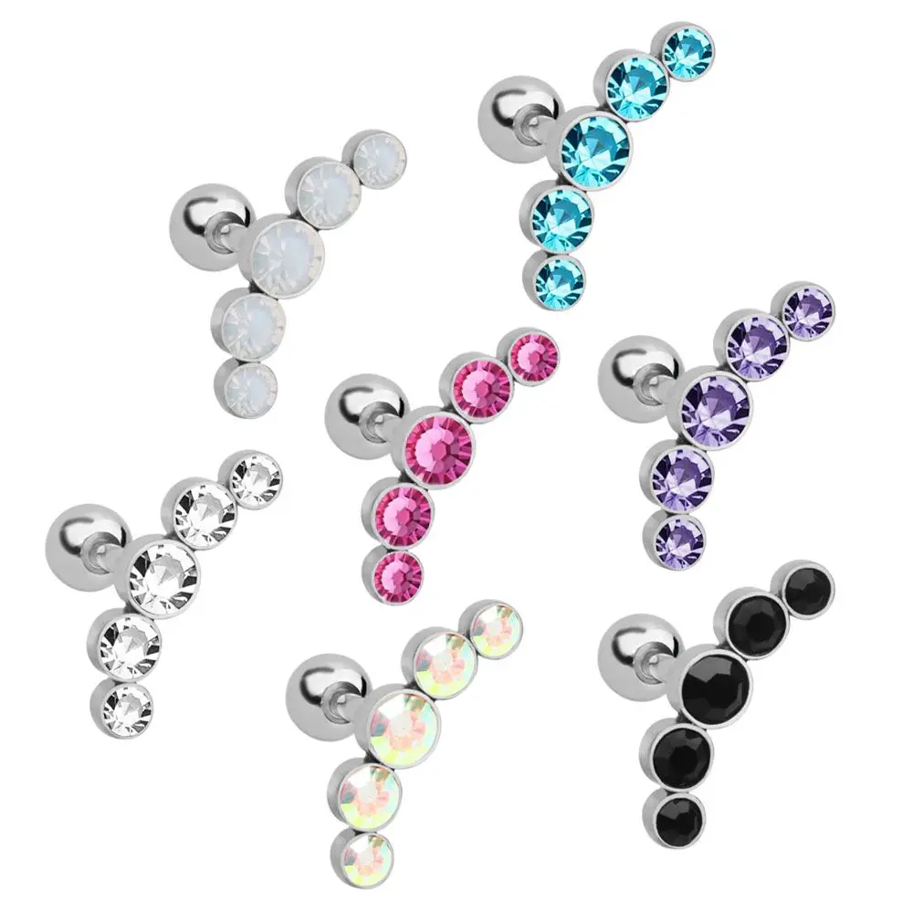 

1pc Fashion Earrings Cartilage Piercing 5 Crystals Labret Studs Ear Stud Piercing Tragus For Women Body Jewelry Helix Pircings