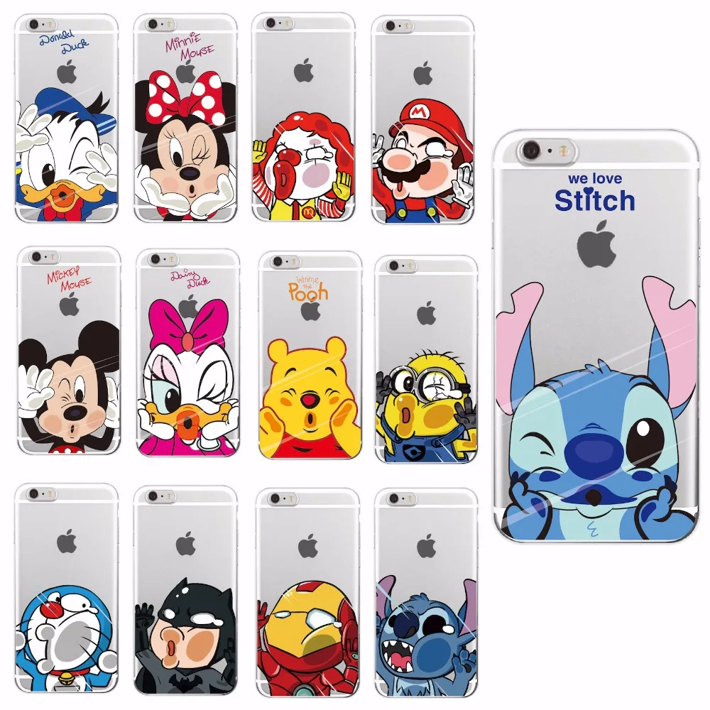 

For iPhone 5 6 7 Plus 8 8Plus X XS Max Samsung Characters Back Cover Skin Coque Capa Para Funny Minnie Mickey Cartoon Soft Case