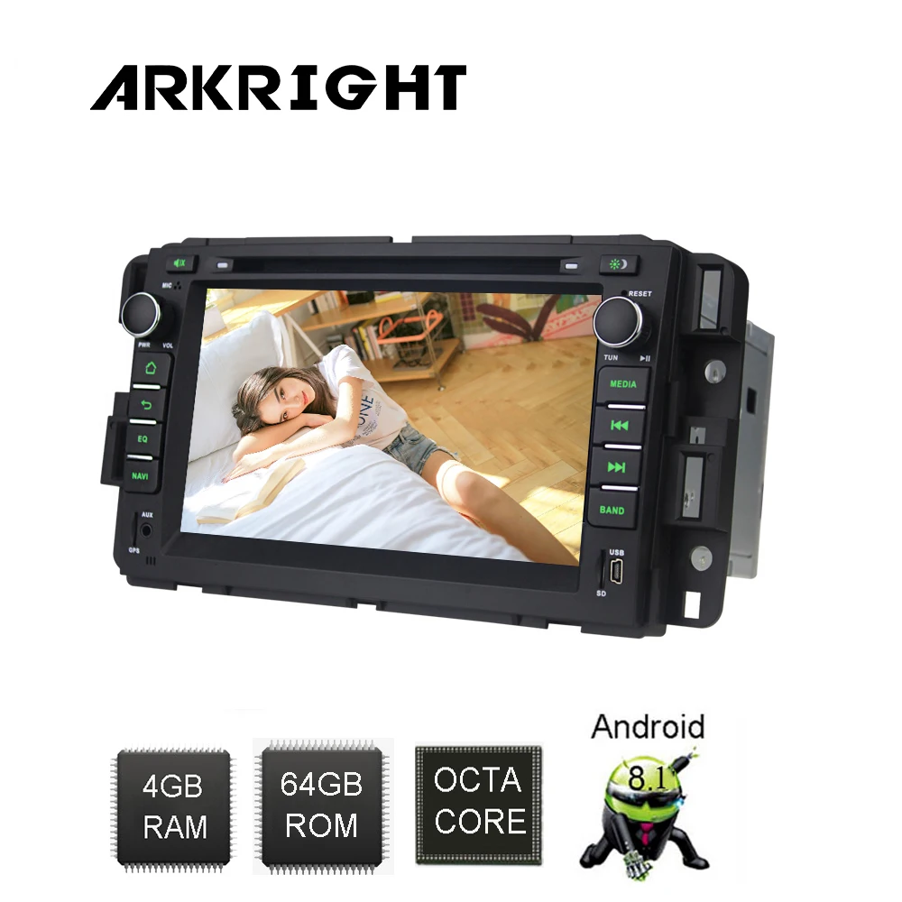 Cheap ARKRIGHT 7" 4+64GB Android 8.1 Car Radio For Chevrolet Traverse Tahoe Suburban GMC GPS Navigation Multimedia Player 4G SIM Card 3