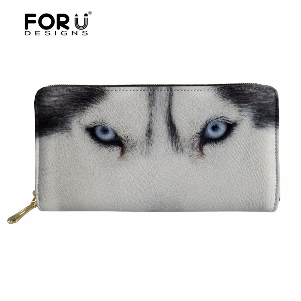 FORUDESIGNS Waterproof Wallet Men Leather Purse Bags Cool Wolf Pattern Women Girls Coin Card Holder Cases Money Bags for Men Bag