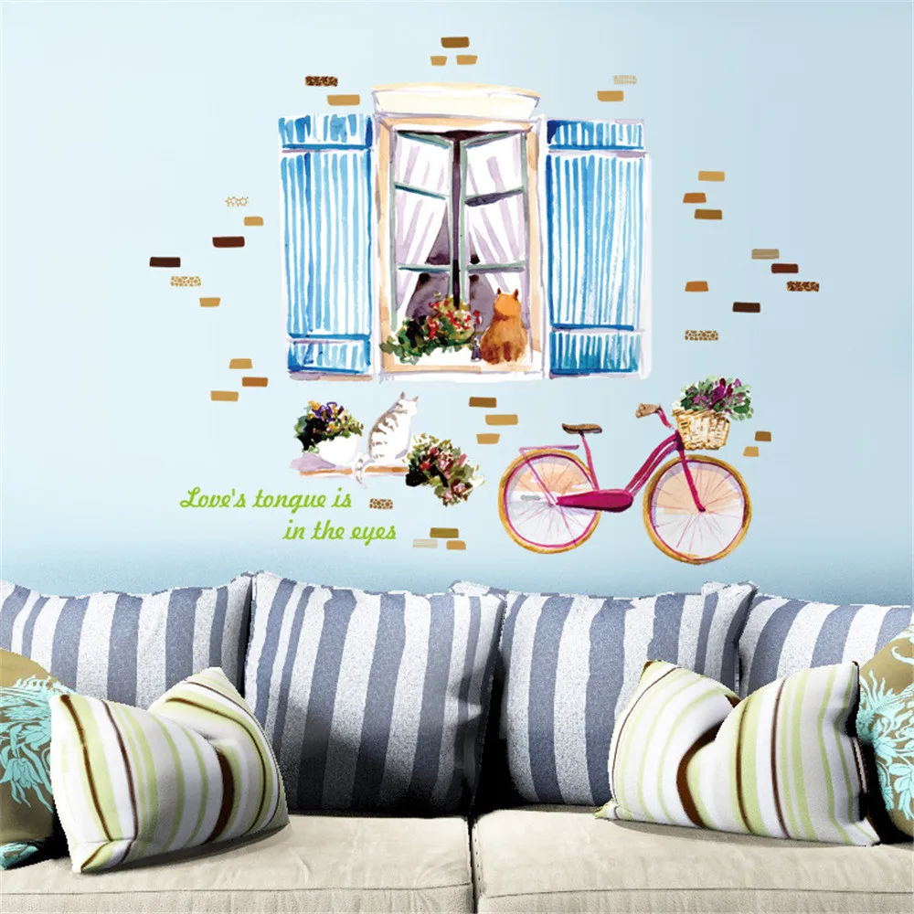 DIY wall stickers Cartoon Bicycle Removable waterproof Non toxic Wall