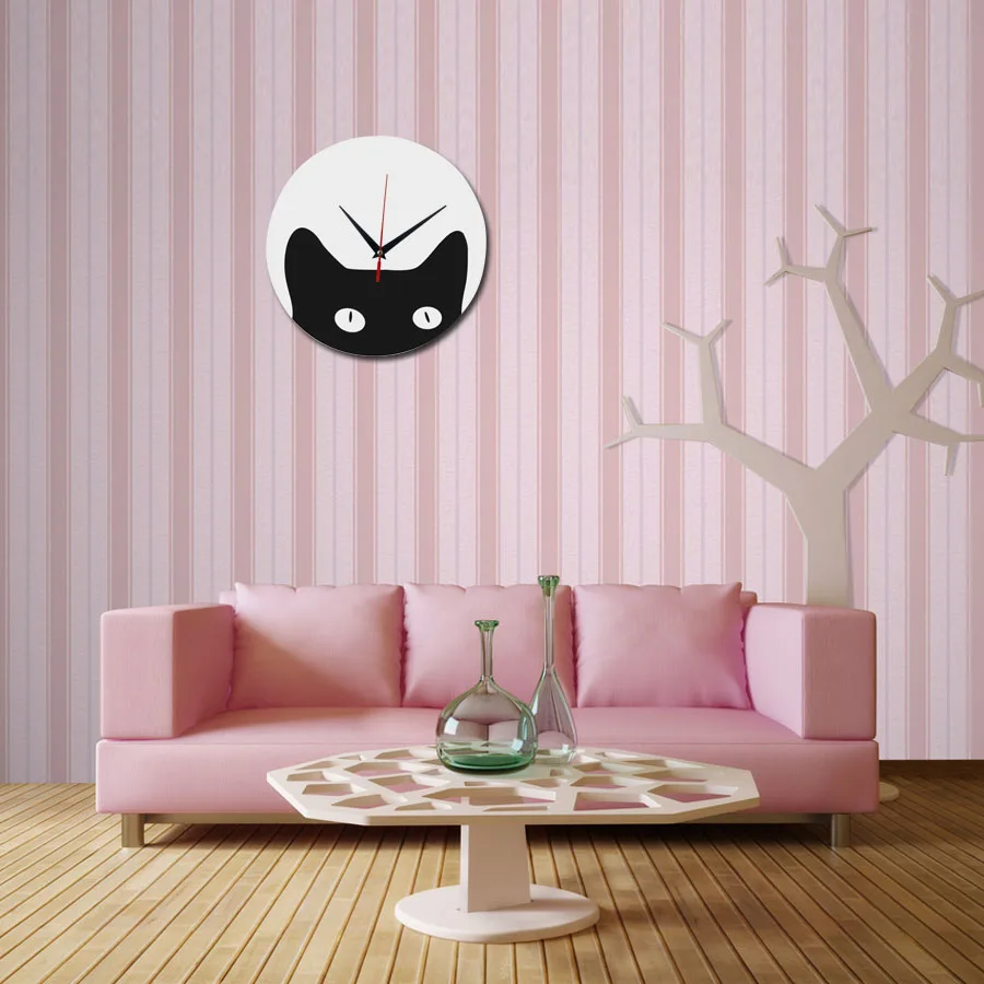 top sale quartz wall clocks acrylic mirror watch modern cat horloge digital clock home decor Living Room stickers Single Face