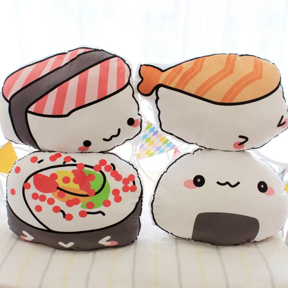 1 шт. 45 см * 40 Kawaii лососевая подушка в виде суши фаршированная плюшевая рулонная