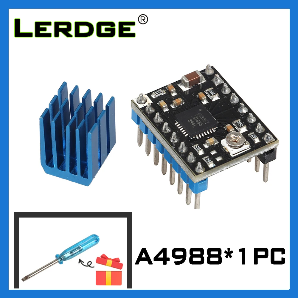 LERDGE A4988 шаговый двигатель модуль драйвера с новым алюминиевым радиатором 3d принтер части 1 шт