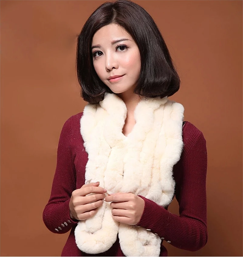 IANLAN модный шарф из натурального меха, обертывание для женщин, шарф из меха кролика Рекс, женский зимний теплый шарф, длинные шарфы IL00031