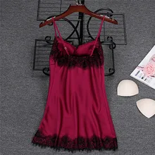 Для женщин сексуальная сатиновая Ночная сорочка модный пэчворк кружево слинг пижамы нижнее белье для женщин; Большие размеры удовольствие; юбка на подтяжках; платья из сатина с кружевами и A1