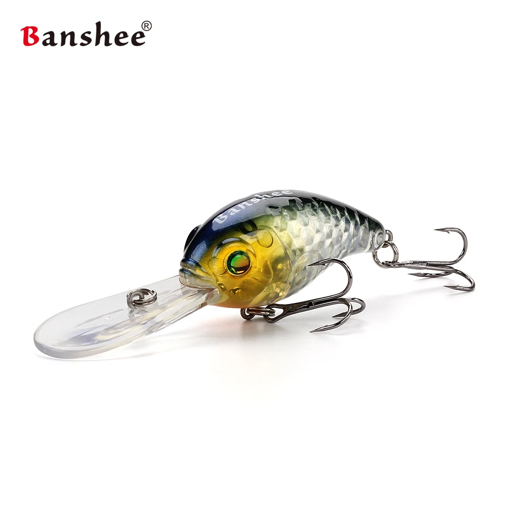Banshee 50mm 10g  Floating Bass Fishing Lure VC04 Rattle Sound Wobbler Round Bill Artificial Hard Bait Deep Diving Crankbaits 6