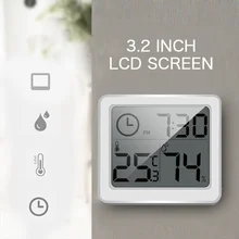 Автоматическая Температура Влажность Часы ЖК-экран 3,2 дюймов термометр умные товары для дома будильник влажность домашний декор погода