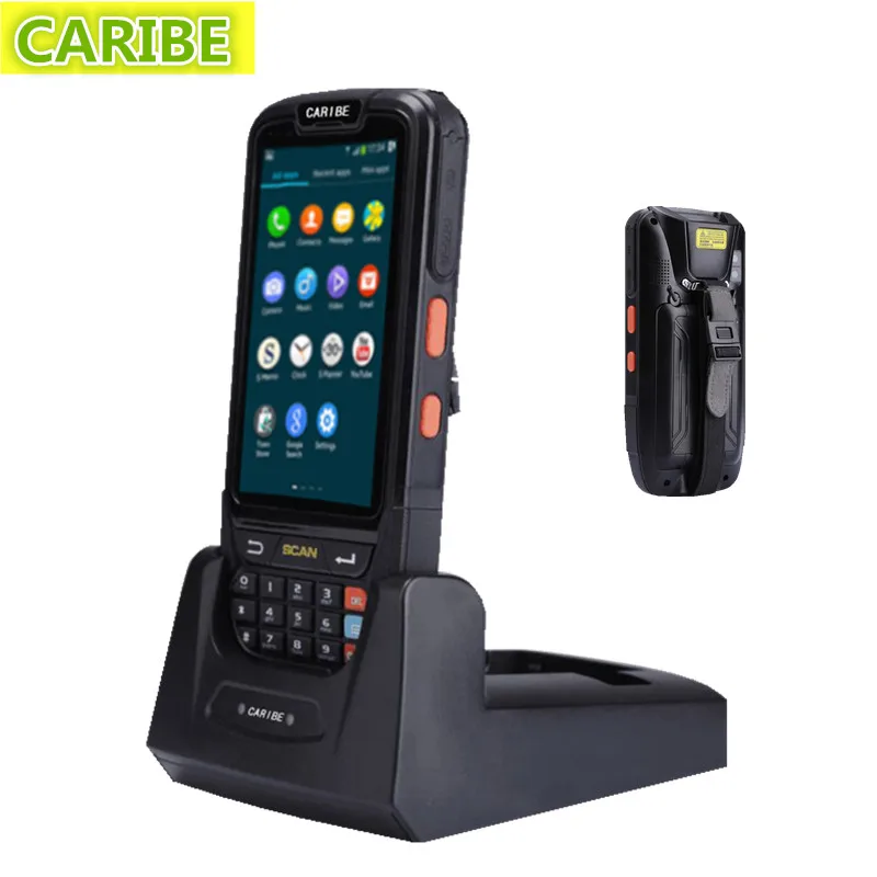 Caribe PL-40L android pda with 4 inch ips screen long range passive handheld rfid reader 1d barcode scanner with display