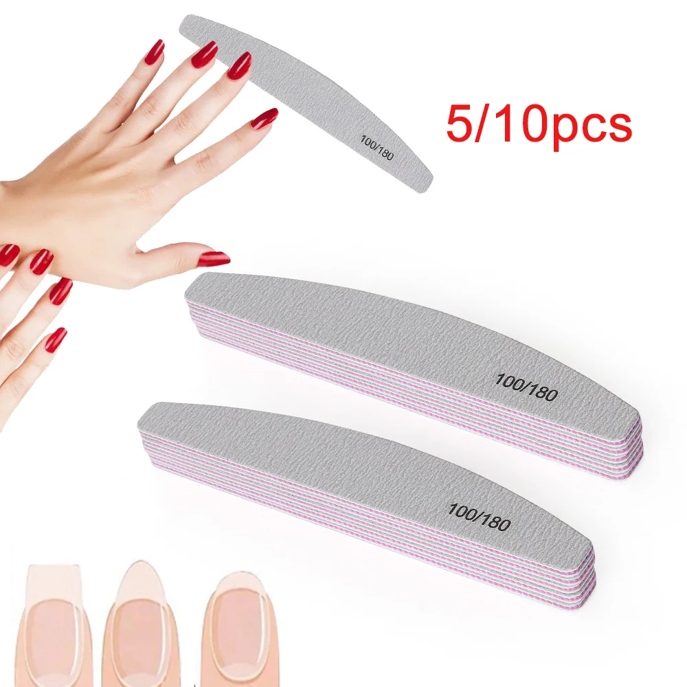 

5PCs/Lot Dual-side Nail File Sanding Buffer Block Pedicure Tips Manicure Buffing Polish Beauty Tool ProNail Files Grey Boat
