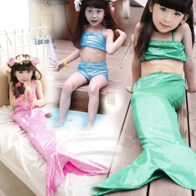 Best Price Beach dress for Children's swimwear kid swimming Monofin Capable Sea-maid Fantasia Ariel Princess Bikini Swimsuit Children Dress