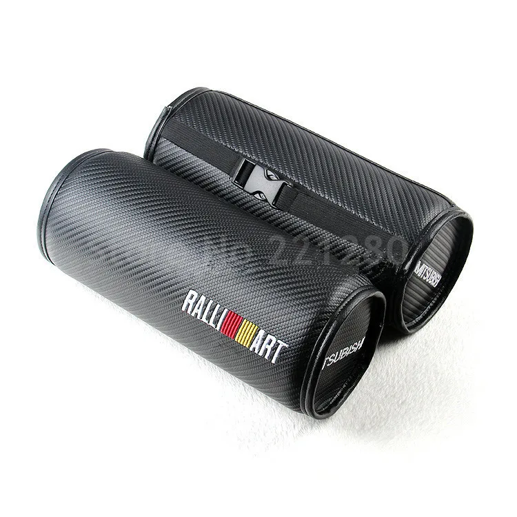 2Pcs RALLI ART Black Carbon Fiber Circular Car Seat Neck Cushion Pillows Headrest Seats Circular