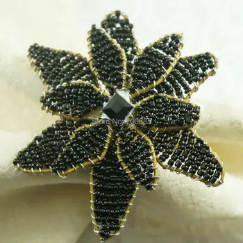 

beaded black flower napkin ring, decoration napkin holder