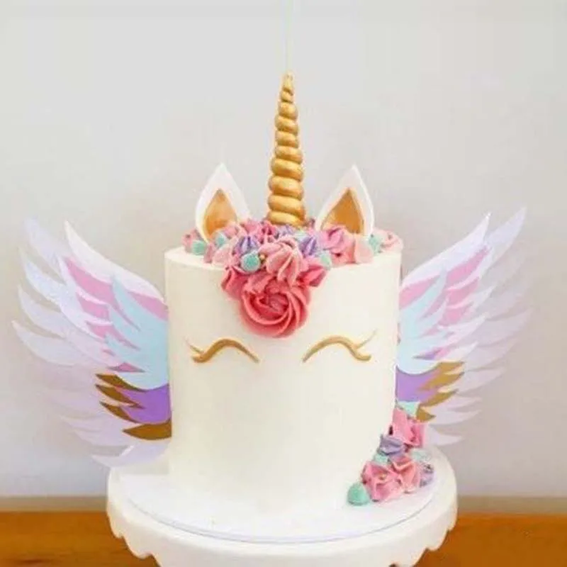 New Unicorn Wings Wedding Paper Cake Topper For Decor