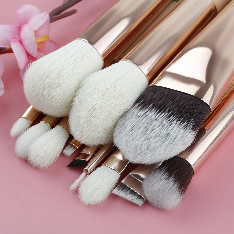 12pcs Rose Golden Natural Goat Hair Makeup brush set Makeup brush Foundation Eye shadow Blush Powder Highlighter Concealer