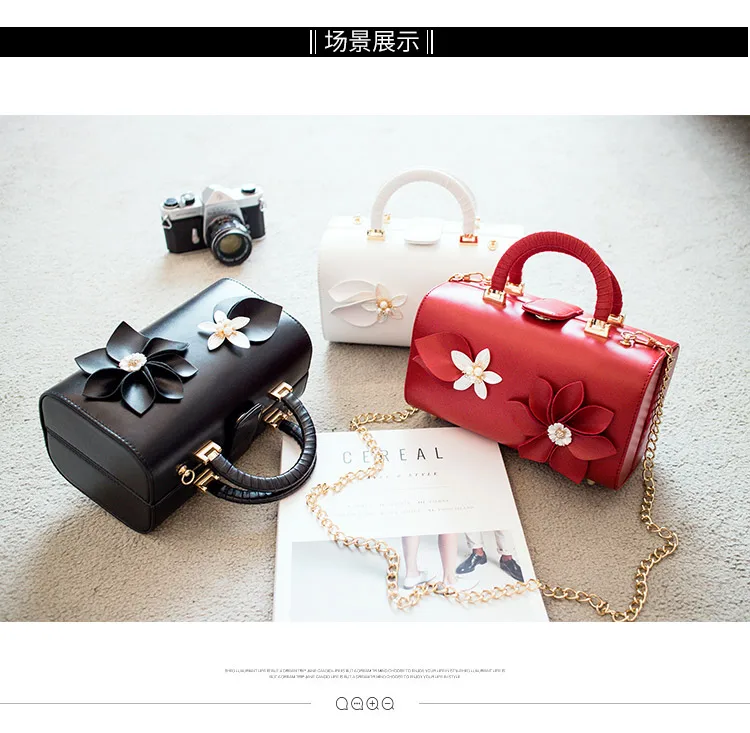 

2019 spring and summer fashion vintage box handbag small bags evening bag bridal bag flower women's handbag