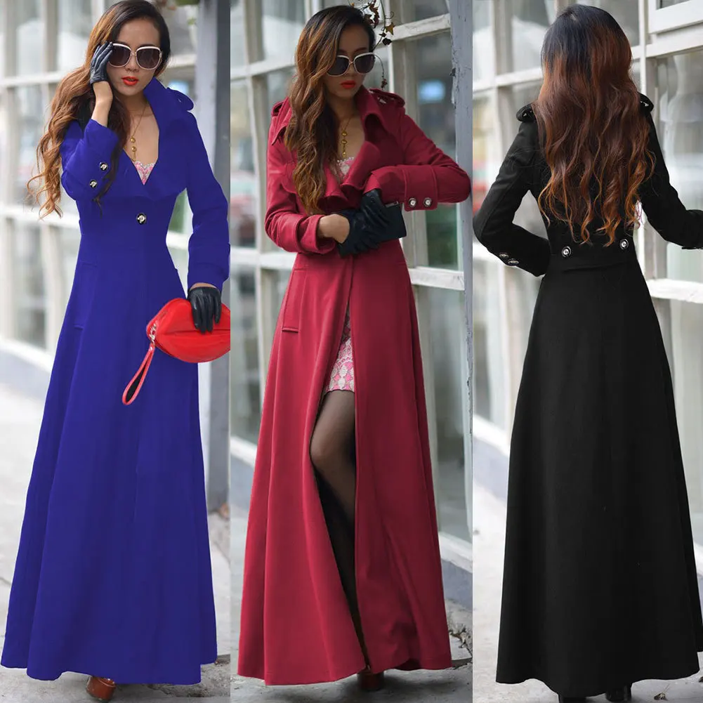 

2018 New Arrival None Full X-long Solid Turn-down Collar Single Button Slim Regular Office Lady Wool & Blends