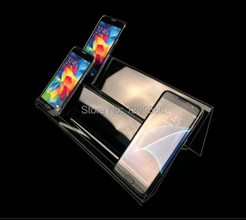 

Free shipping 5pcs multifunction Acrylic phone display holder Double layers jewelry purse Mobile Cell phone Display Stand rack