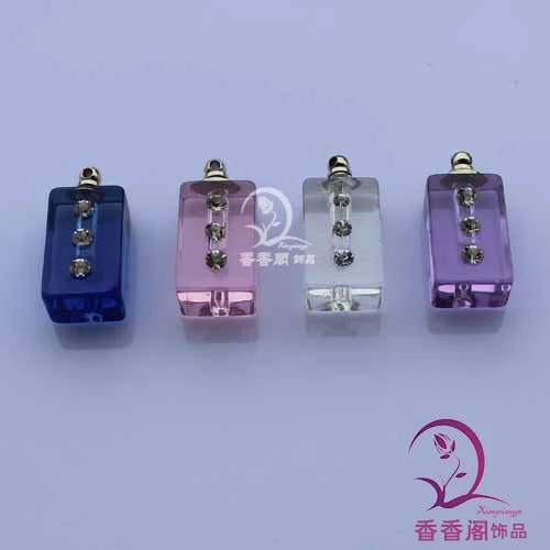 

5PCS Square, Crystal Rice Vial Pendant ,Crystal Name On Rice Vials