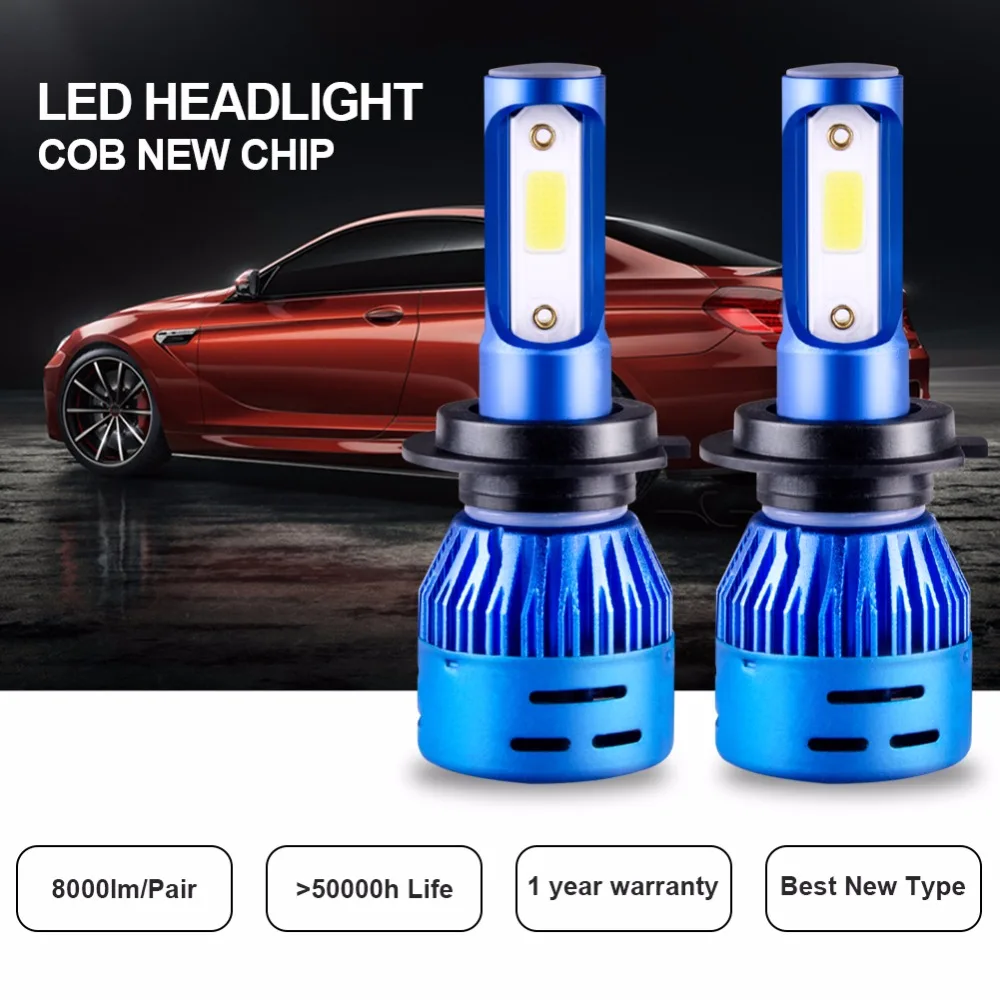 Foxcncar светодиодный H7 H4 Автомобильные фары лампы COB Чип 6500 к 8000lm 9005 9006 HB4 HB3 H1 H11 H8 авто