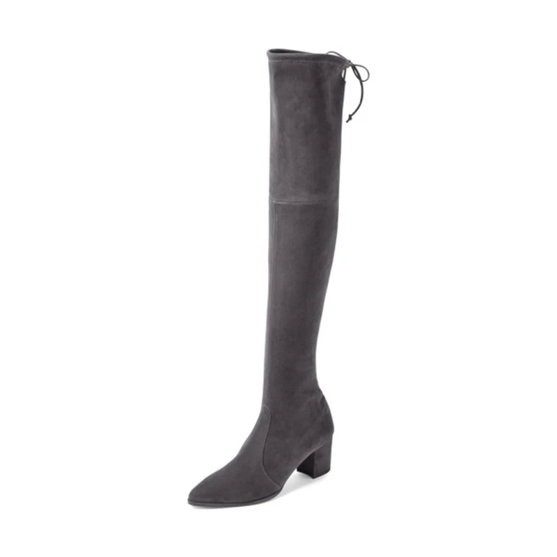 Fsj01 Fsj Sobre Tacón Botas Zapatos fsj04 Elástico Tamaño Vestido Punta Estrecha Chunky Largo Casual Grande La Negro fsj02 Suede Rodilla Alto fsj03 Mujer qvw4HxU
