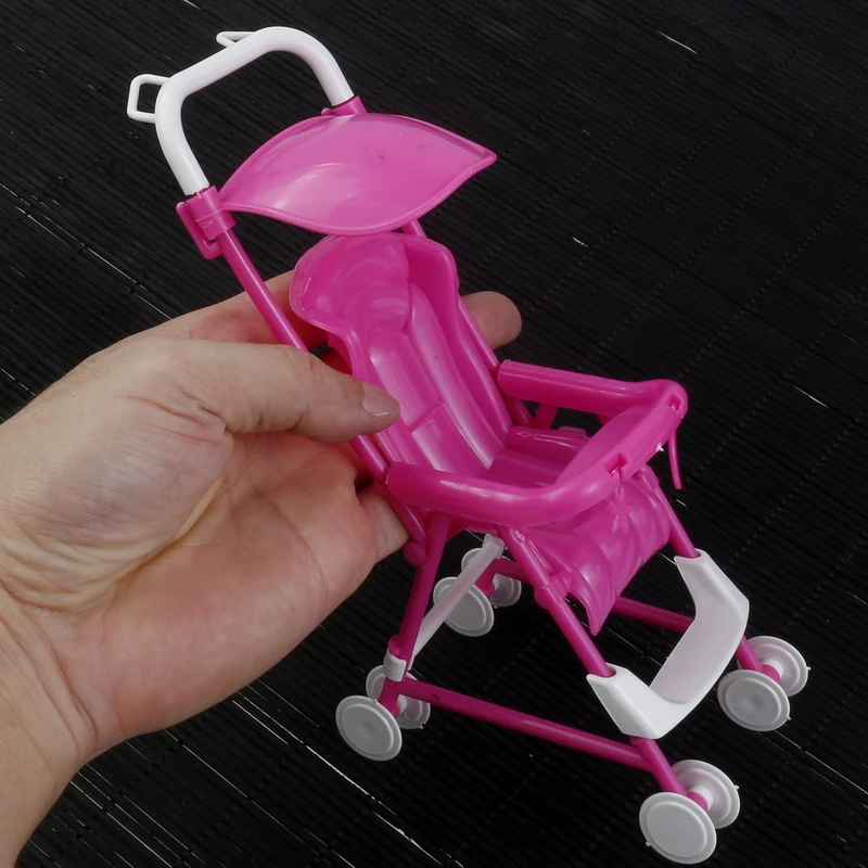Dollhouse Miniature Furniture Toy Baby Carriage Stroller Cart Pram Pink