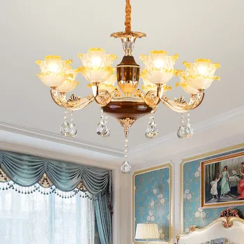 

Elegant European style villa pendant lamp living room lamp modern minimalist bedroom dining room light crystal pendant lights