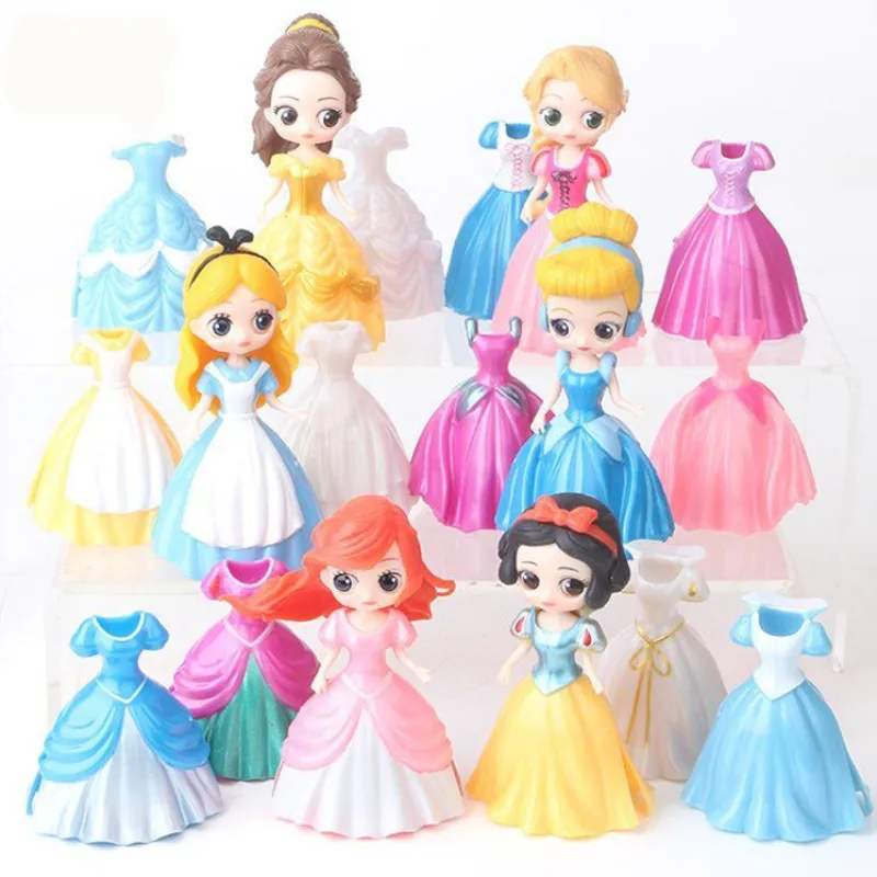 

6pcs Princess mini 18 pieces of clothes can change clothes toy belle mermaid Cinderella put a doll toy